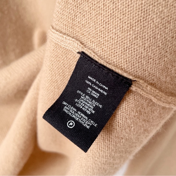 theory cashmere bell sleeve mock neck sweater in camel, size small - Picture 10 of 11